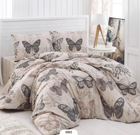 Pamut lepedők Pillangók barna TiaHome - 1x Párna 90x70cm, 1x Paplan 140x200cm