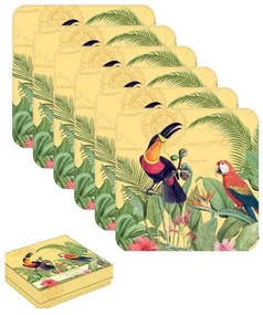 Parafa poháralátét 6 db-os pálmafás tukános Exotic Paradise