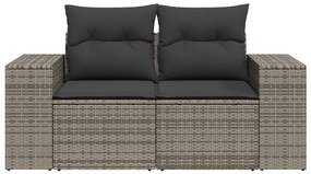 2 személyes szürke polyrattan kerti kanapé párnával