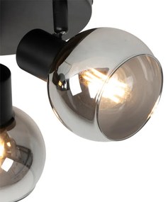 Mennyezeti lámpa fekete 35 cm füstüveggel 3-lámpás - Vidro