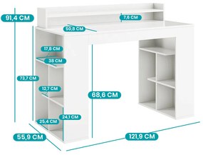 Íróasztal könyvespolccal és monitorpolccal