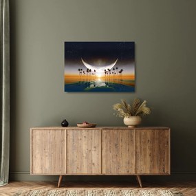 Kép - Hold a pálmafák felett (üvegen) (70x50 cm)