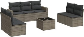 vidaXL 8 részes szürke polyrattan kerti ülőgarnitúra párnákkal