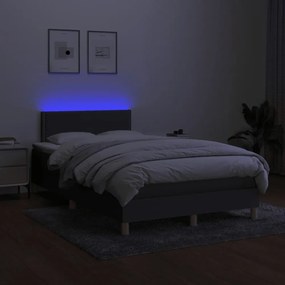 sötétszürke szövet rugós és LED-es ágy matraccal 120x190 cm