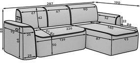 Bézs buklé sarokkanapé (jobb oldali-heverő résszel) Ume – ELTAP