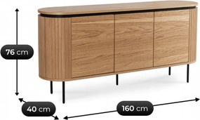 Komód 160 cm méretben, háromajtós kivitelben, tölgy színben BECK