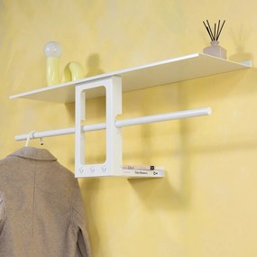 Fehér acél fali fogas polccal 100 cm Luno Small – Spinder Design