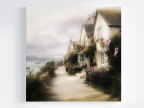 Poszter Tájkép Anglia Cornwall Tengerpart Házak 80x80