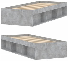 betonszürke kisméretű egyszemélyes ágykeret 75 x 190 cm