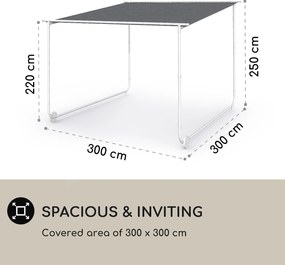 Blumfeldt Nantes, pavilon, napellenző, 3x3m, poliészter, acél váz, UV50+, padlógörgők