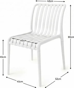 Kerti garnitúra TREGO ISLAND - 4 szék és kerek asztal ø 90 cm, fehér