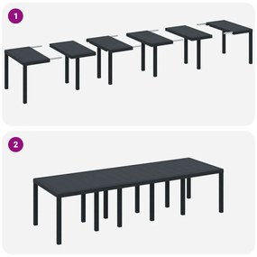11 darabos Kerti Étkezőszett Párnákkal Antracit Polirattan, Kerti Asztal Antracit 150x100x73 cm Polirattan, Kerti Székek Párnákkal 2 db Antracit Polirattan, Kerti Székek Párnákkal 4 db Antracit Polirattan