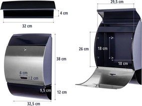 STILISTA Fali postaláda 33 x 48 x 17 acél