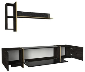 TV szekrény Veyron - Black, Gold