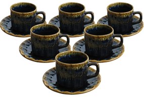Elementa kőagyag csésze alátéttel 6 db-os szett, 185 ml, sötétkék