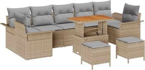 vidaXL Kerti Kanapé Szett párnával 10 pcs Bézs polirattan