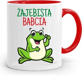 Piros Bögre Nagymamáknak Békás Nagymama nyomott mintával