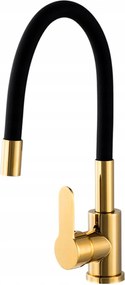 Konyhai Csaptelep Álló Flexibilis Hajlékony Kifolyócső Fekete-arany Flex Fém