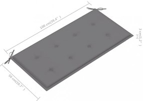 tömör tíkfa kerti pad szürke párnával 112 cm