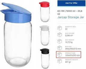 Tároló tégely 1000 ml fedővel