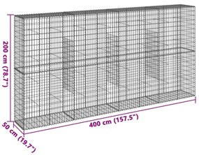 horganyzott vas gabion kosár fedéllel 400 x 50 x 200 cm