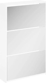 vidaXL háromrétegű, magasfényű fehér cipősszekrény tükörrel 63 x 17 x 102,5 cm