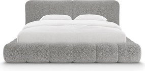 Szürke kárpitozott ágyneműtartós franciaágy ágyráccsal 180x200 cm Solange – Micadoni