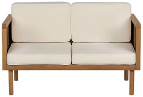 Kétszemélyes akácfa kanapé világosbézs párnákkal BARATTI Beliani