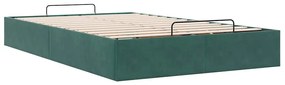 Ottomán ágykeret matrac nélkül, sötétzöld 120x190 cm bársony