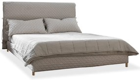 Bézs kárpitozott franciaágy ágyráccsal 140x200 cm Sleepy Luna – Miuform