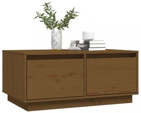 mézbarna tömör fenyőfa dohányzóasztal 80 x 50 x 35 cm