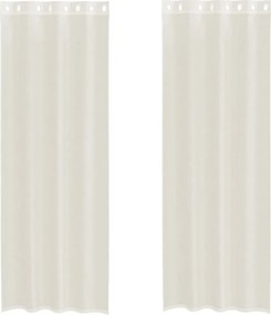 vidaXL 2 db krémszínű fátyolfüggönyök rojtokkal 140x300 cm