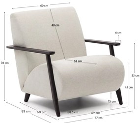 Bézs-krémszínű zsenília fotel Meghan – Kave Home