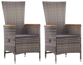 vidaXL 2 db szürke polyrattan kültéri szék párnával