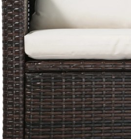 5-részes barna polyrattan kerti bútorszett párnákkal