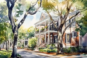 Vászonkép Canvas Város Savannah Georgia Utca Ház Rezidencia 120x80