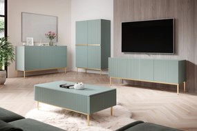 Nicole 150 cm-es TV-szekrény - zsálya MDF / arany lábak
