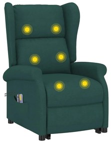 sötétzöld szövet felállást segítő masszázsfotel