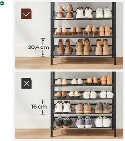 Cipőtároló polc 4 fém hálós polccal, rusztikus barna 93×75×30cm