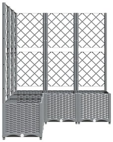 világosszürke PP rácsos kerti ültetőláda 120 x 120 x 136 cm