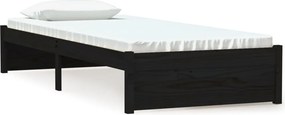 vidaXL Small Single fekete tömör fa ágykeret 75 x 190 cm