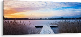Kép - Befagyott tó, Ełk, Mazury, Lengyelország (120x50 cm)