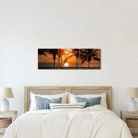 Pálmafa a naplementében képe (órával) (90x30 cm)