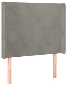 világosszürke bársony LED-es fejtámla 93x16x118/128 cm