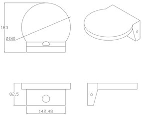 LED Kültéri fali lámpa érzékelővel TESA LED/10W/230V IP54 fekete