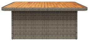 szürke polyrattan és akácfa kerti asztal 110 x 110 x 71 cm