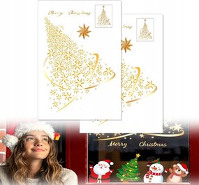 Karácsonyi Arany matricák Statikus Karácsonyfa dekoráció a kirakatba