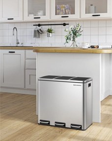 Szelektív szemeteskuka 3x18L, ezüst