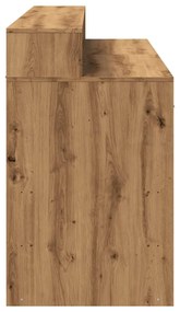 kézműves tölgy színű szerelt fa LED-es íróasztal 140x55x91 cm
