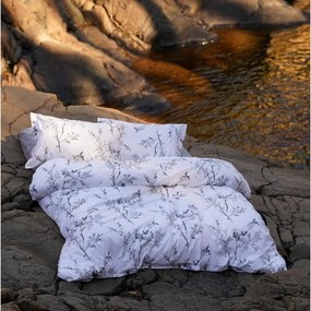 Fehér-szürke kétszemélyes-hosszabbított renforcé pamut ágyneműhuzat 240x220 cm White Floral – Mila Home Luxury